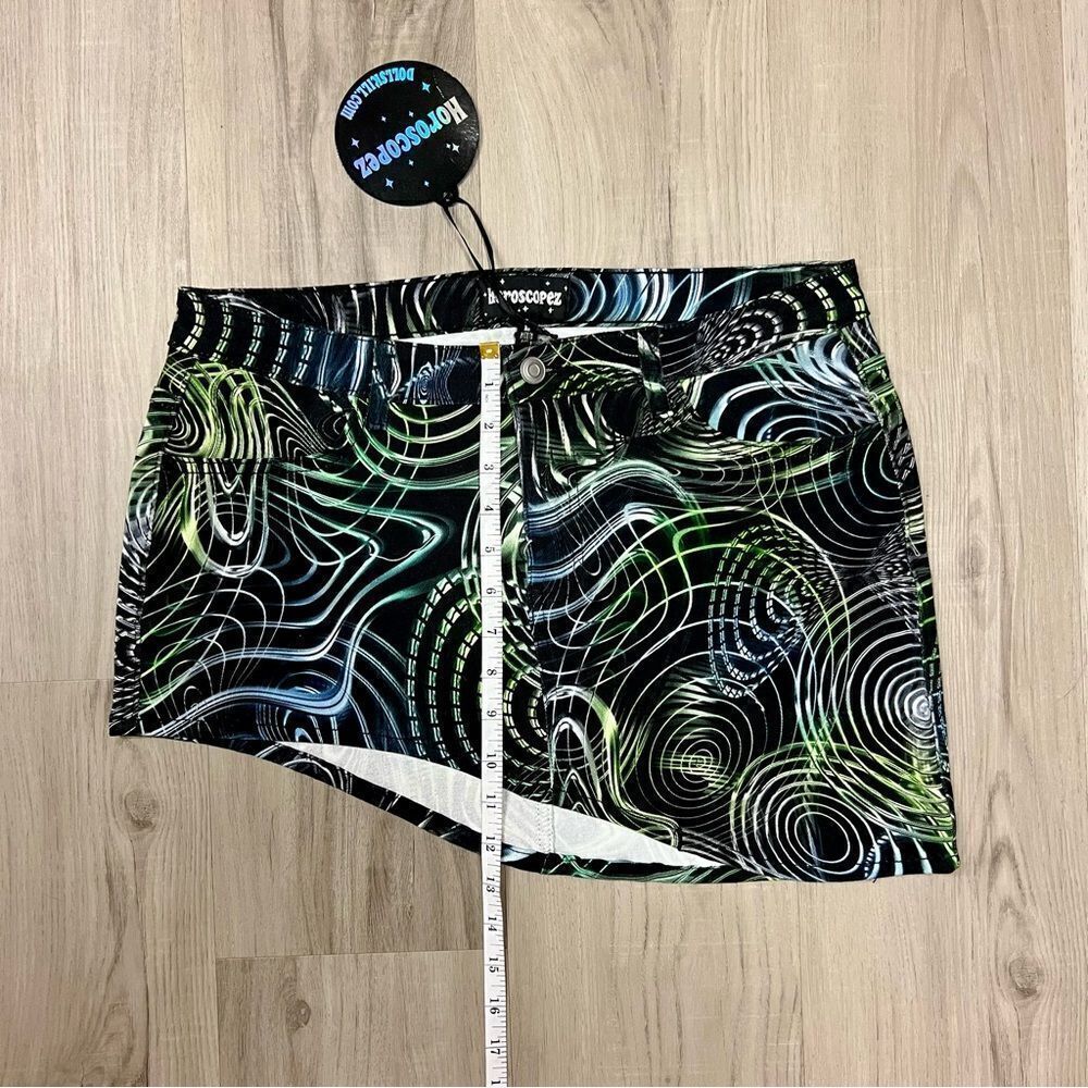 Horoscopez x Dolls Kill asymmetrical denim skirt psychadelic print szS & L - Picture 10 of 15
